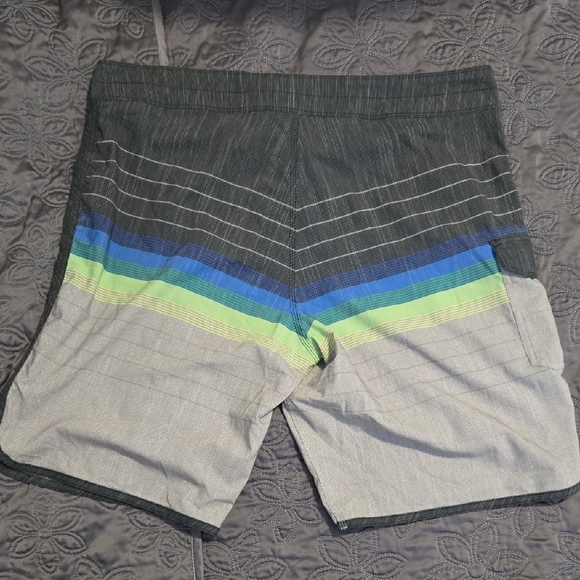 Billabong Men's Striped Gray, Blue, and Green Board Shorts - Picture 3 of 3
